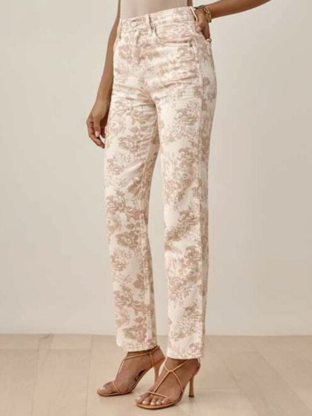 New Reformation Abalone Toile High Rise Straight Jeans 27 $188
